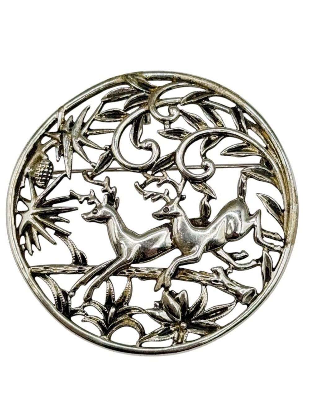 Sarah Coventry Woodland Flight Brooch Pendant Silver Tone Vintage 1958 Christmas